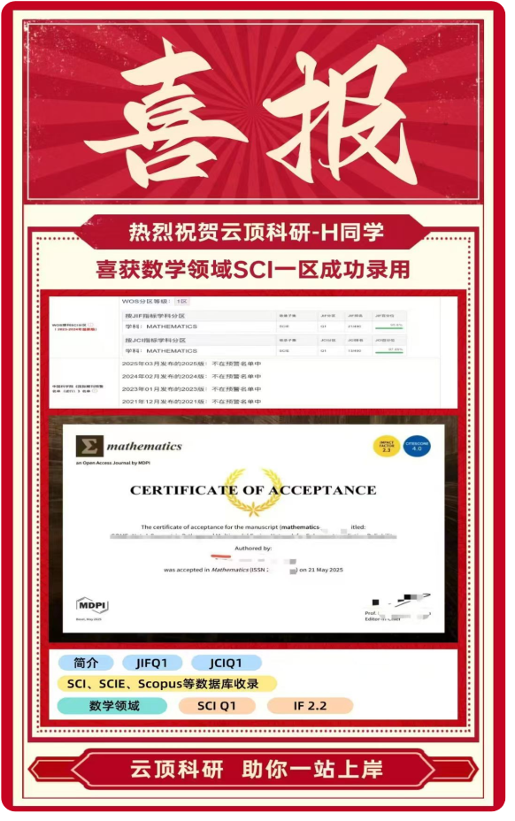 数学领域SCI一区录取