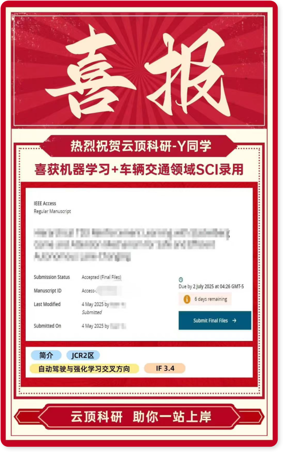 机器学习+车辆交通领域SCI录用